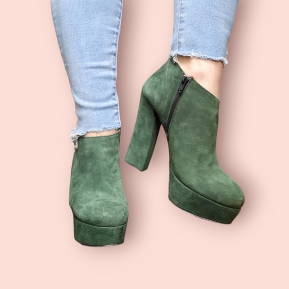 spaziomoda green suede booties platform - Picture 4 of 5